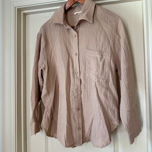 Promesa Textured Button-Up Shirt in Taupe *NWT*